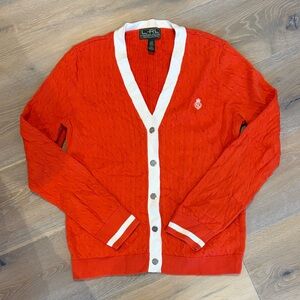 Ralph Lauren Red and White Men's Cardigan